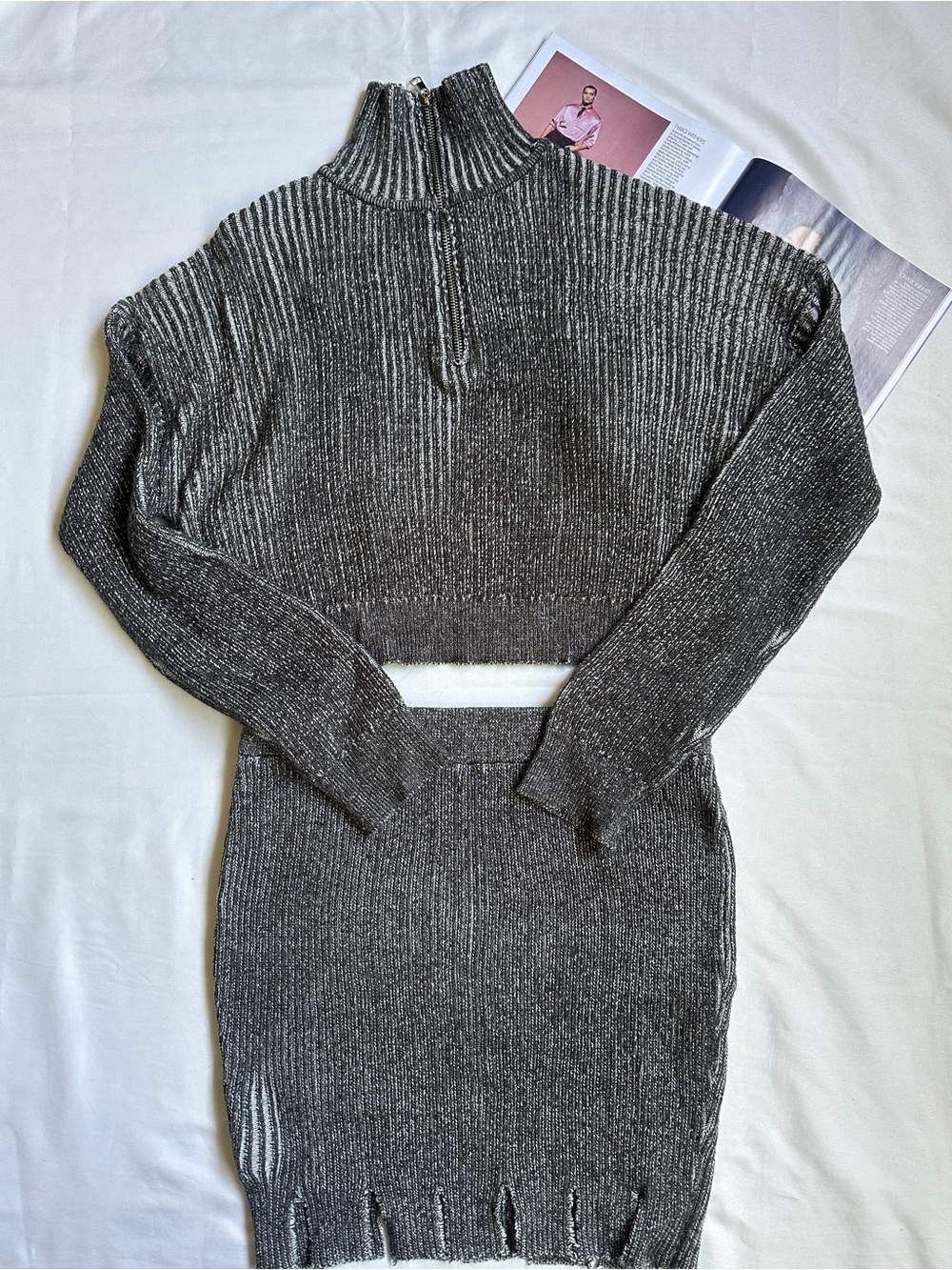 3/50$Gray sweater and skirt set
